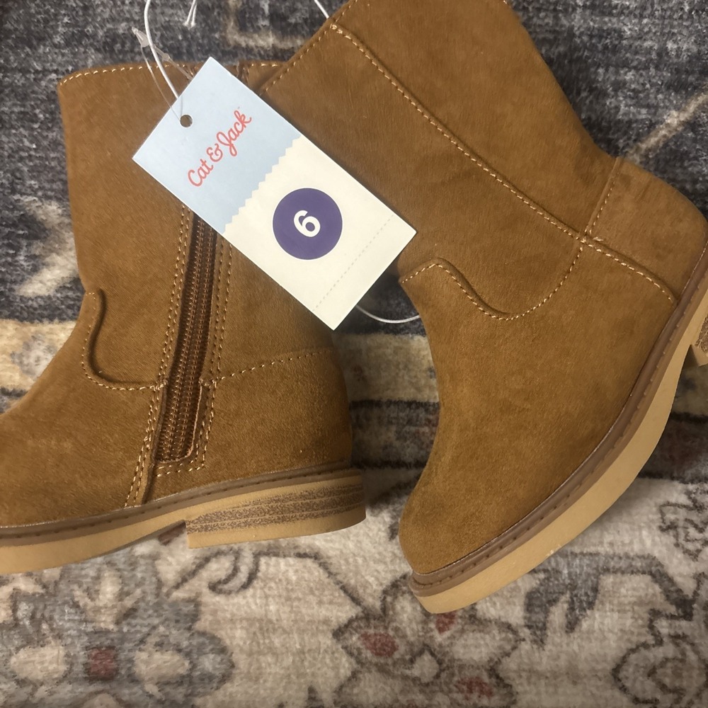 Cat & Jack Boots Leanna Toddler Girls Size 6 Cognac Western Brown Zip